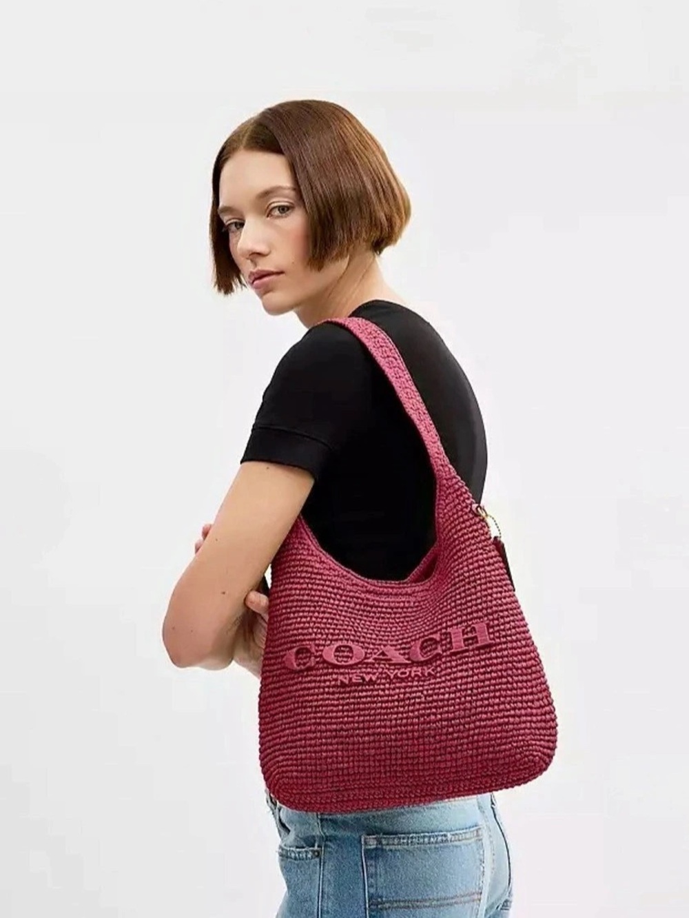 Coach Brooklyn 28 Shoulder Bag in Brass/Dark Fuchsia NWT